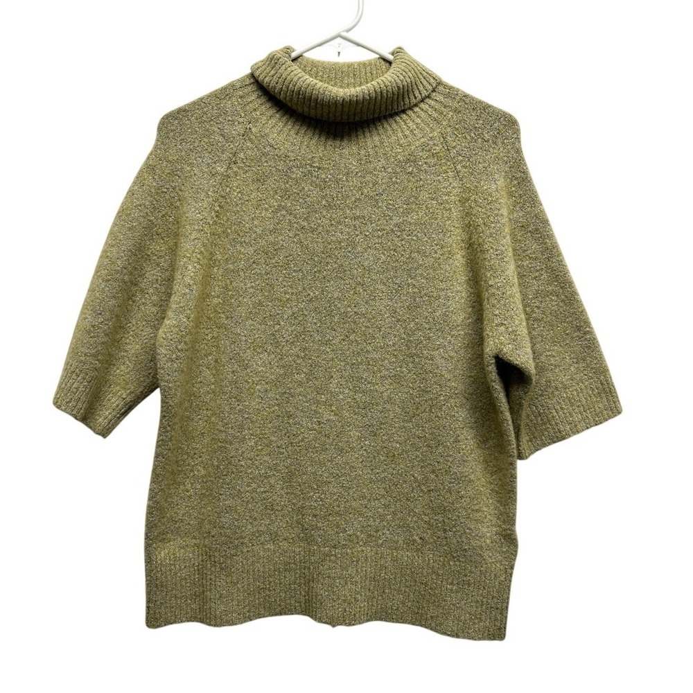 Vtg Olive Green Marled Mohair Blend Turtleneck Sweater Old Money Autumn‎ Green